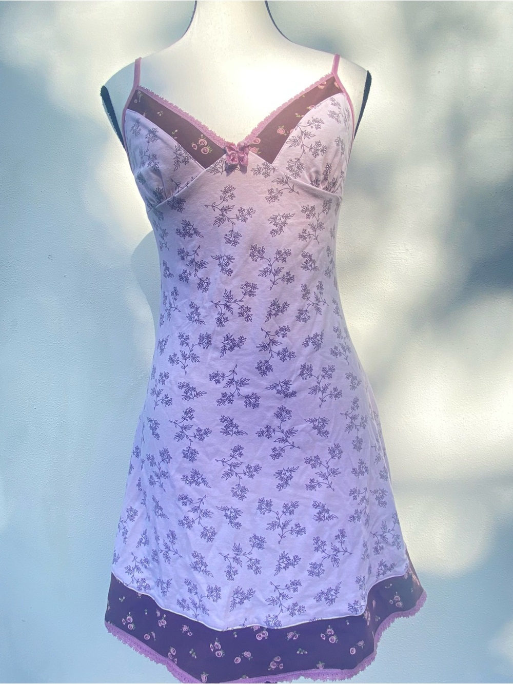 Y2K Purple Floral Whimsy Fairycore Mini Slip Dress Size Medium